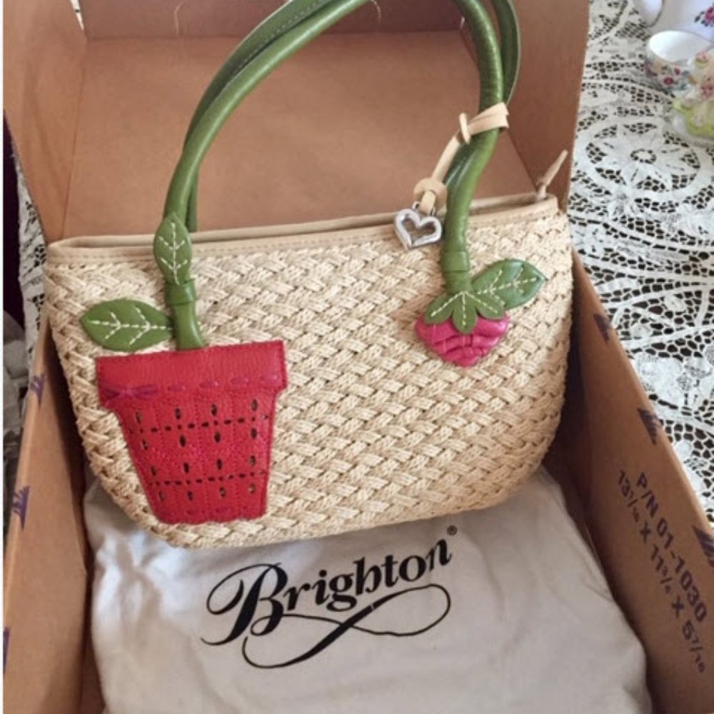*** SOLD *** HOST PICK Vtg Brighton Handbag Purse Flower In Pot